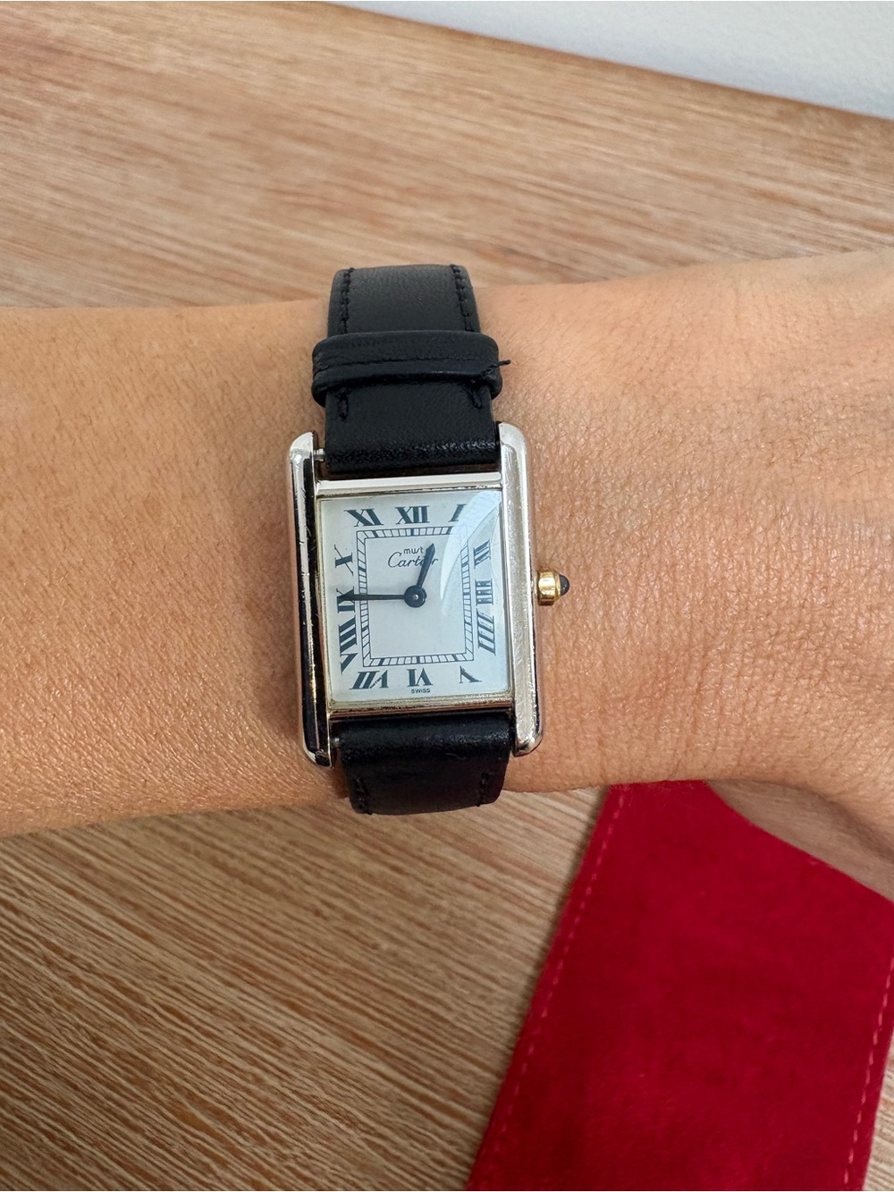 Vintage Cartier Tank Quartz Watch with Black Leather Strap - Picture 5 of 6